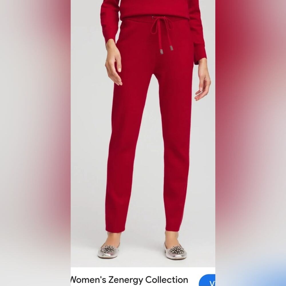 NWT Chico's Zenergy Collection Women's Red Sweater Joggers Sz 3R (16)  #1923